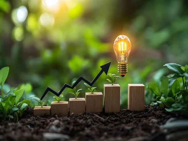 LED Lampe und Pfeil, der aufwärts zeigt