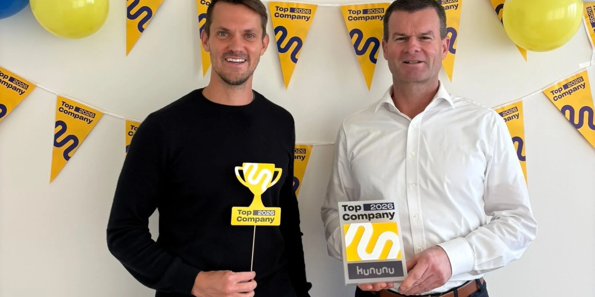 CEO, Markus Zwick (links) und CFO, Werner Weissenberger der Johannesbad Gruppe mit Auszeichnung Kununu Top Company 2026 CEO, Markus Zwick (links) und CFO, Werner Weissenberger der Johannesbad Gruppe mit Auszeichnung Kununu Top Company 2026